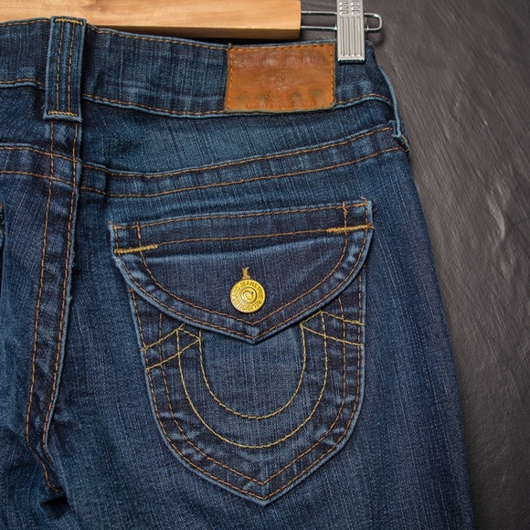 True Religion Straight Leg Leather Label Jeans 26 - Picture 2 of 8